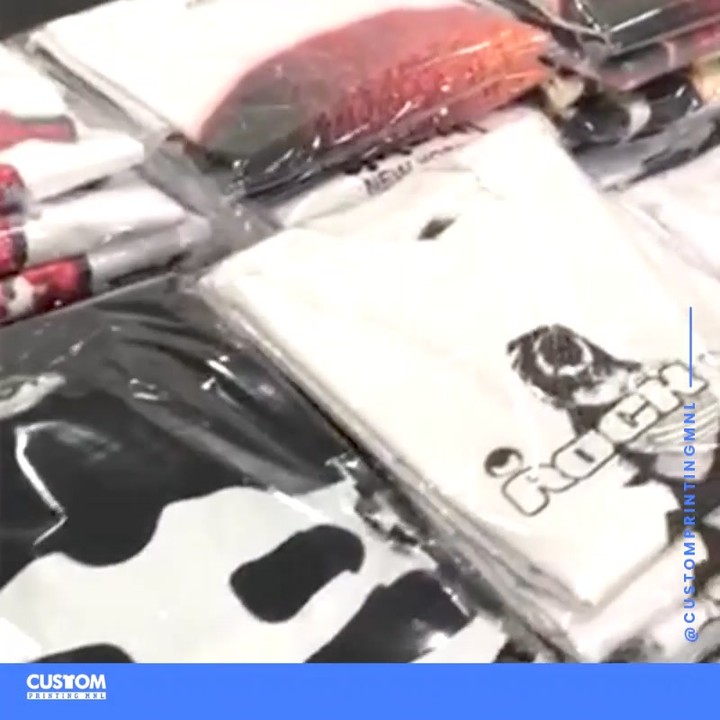 Packaged custom printed shirts